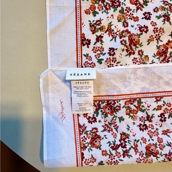 Sézane Floral Cotton Twilly Scarf | Hair, Neck or Bag Accent - Picture 6 of 6